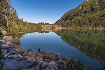 Fototapeta na wymiar Morskie Oko beautiful mountain lake in the High Tatras.