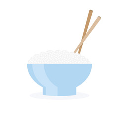 bowl with rice and Chopsticks
