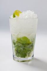 Cocktail mojito in front of white background