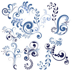Fototapeta na wymiar Blue Floral Ornaments