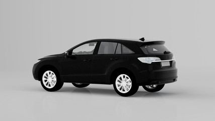 Fototapeta na wymiar Generic black SUV car isolated on white background, back view