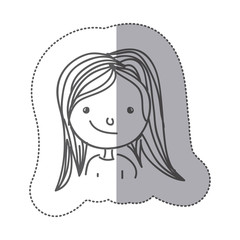 sticker silhouette half body caricature sassy girl vector illustration
