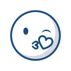 emoticon face blowing a kiss icon over white background. vector illustration