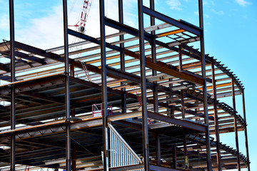 steel frame commercial building under construction.