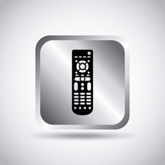 silver button with television control icon over white background. vector illustration