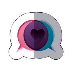sticker colorful bubble dialog box with heart symbol vector illustration