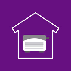 house shape with toaster icon over purple background. colorful design. vector illustration 