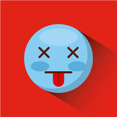 Fototapeta premium emoticon dizzy face icon over red background. colorful design. vector illustration