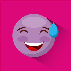 emoticon Smiling Face With Cold Sweat face icon over pink background. colorful design. vector illustration