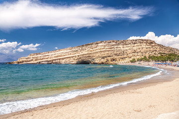 Matala beach and lagoon Crete  Greece