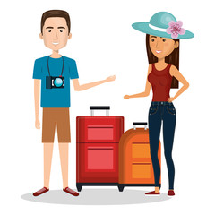 person with travel suitcase vector illustration design