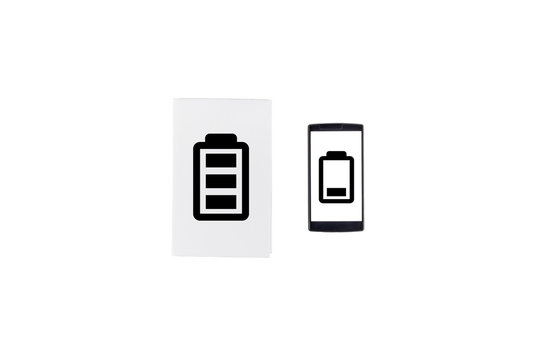 Book vs phone. Battery life concept.