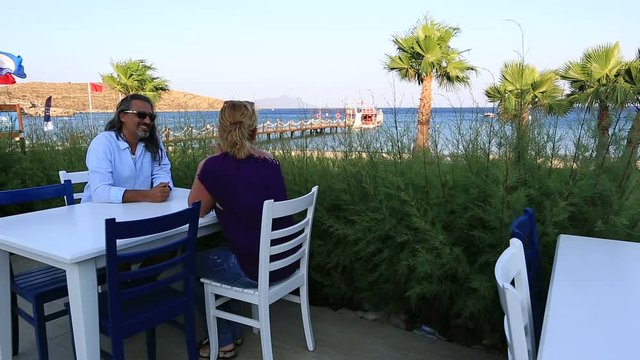 middle age couple on date in cafe
