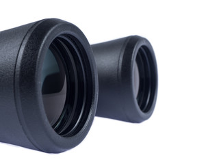 Part view of binocular on white isolated background