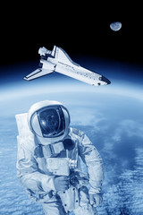 Fototapeta premium Space shuttle and artronaut in space ( NASA image not used )