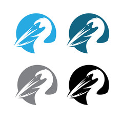 pelican round emblems set vector design template
