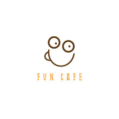 doodle fun smiling face and cup vector design template