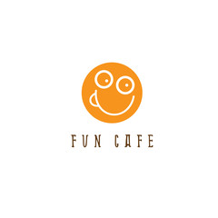 doodle fun smiling face and cup vector design template