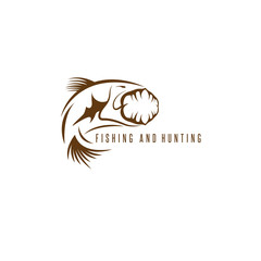 Fototapeta premium hunting and fishing vintage emblem vector design template