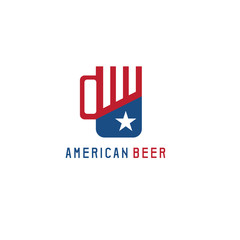 simple vector illustration with beer mug and american flag symbols