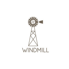 simple vector illustration of old farm windmill