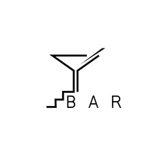 martini glass and stairs simple vector illustration