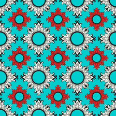 Vintage ornamental texture. Floral hand drawn elements seamless pattern. Vector ethnic background