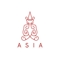 asian abstract line art vector design template