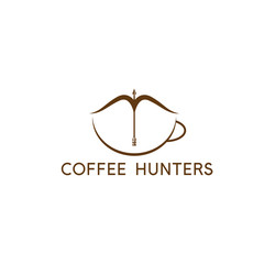 coffee cup with arrow and bow vector design template