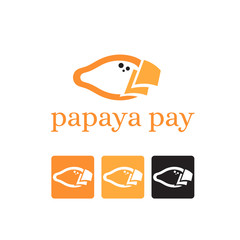 Concept logo template with papaya and money. Vector illustration