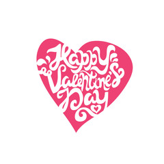 Script concept quote with text Happy Valentines Day in heart. Vector illustration