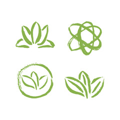 Set of abstract template logo design with leaves. Vector illustration