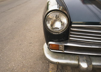 Detail of the front headlight old car
