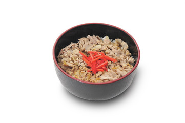 Isolated and clipping path of gyudon , Japanese food.