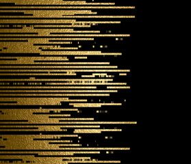 Banner with gold texture lines decoration on the black background. - 142486211