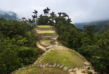 The Lost City (Ciudad Perdida) ruins in the Sierra Nevada de Santa Marta, Colombia
