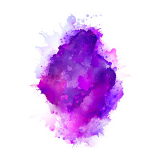 Purple, violet, lilac and blue watercolor stains. Bright element for abstract artistic background.