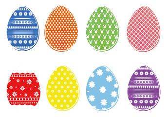 Easter colored eggs with a pattern. Greeting card for the holiday. Free space for text