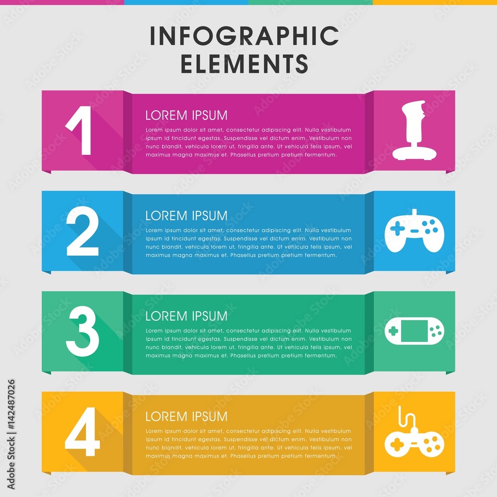 Aufkleber joystick infographic design with elements.