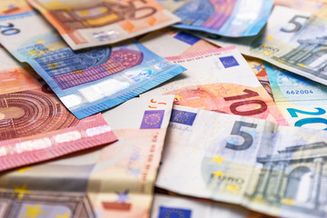 Euro money banknotes on the desk
