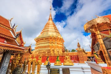 Foto auf Alu-Dibond Golden pagoda at Wat Phra That Doi Suthep in Chiangmai province of Thailand. They are public domain or treasure of Buddhism, no restrict in copy or use. © Photo Gallery