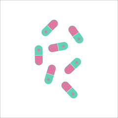 Marijuana medical pills simple flat icon on background