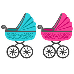 Fototapeta na wymiar Illustration of a baby stroller
