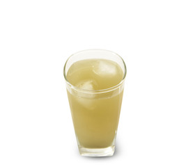 Isolated and clipping path of green tea in glass.