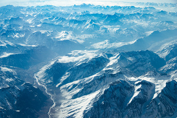 Himalaya mountains. View from the airplane