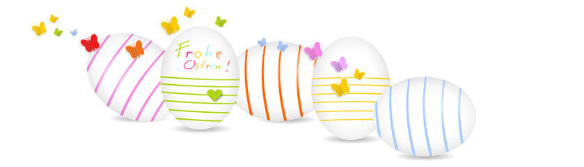 Ostereier Band Banner Bunt Bemalt Farbig Streifen Reihe Hintergrund Gruß Frohe Ostern
