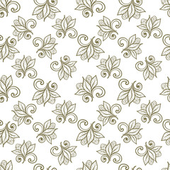 Floral seamless pattern. Hand drawn vector illustration of flowers.