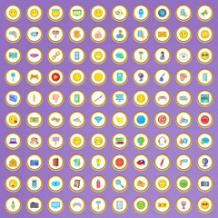 100 social media icons set in cartoon style