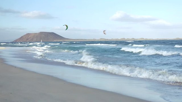 plage de kitesurf corralejo Fuerteventura (4k vidéo)