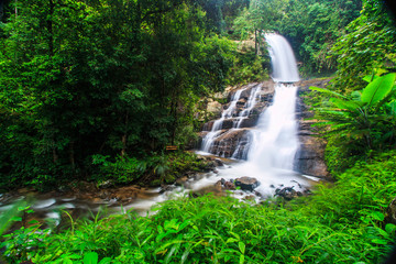 Obraz premium Huay Saai Leung waterfall in the rainforest at Doi Inthanon National park in Chiang Mai province of Thailand
